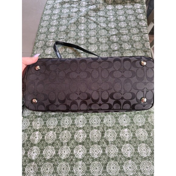 Coach F24882 Black Signature Python Print Stripe Tote Bag - Picture 6 of 7